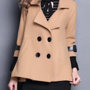 Plain 3/4 Sleeve Casual Lapel Coat with Pockets