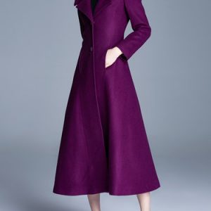 Plain A-line Casual Long Sleeve Lapel Coat