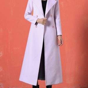 Plain Double Breasted Long Sleeve Simple Coat