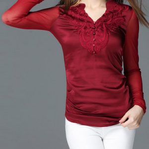 Plain Embroidered Simple Polyester Long Sleeve Long Sleeved Top