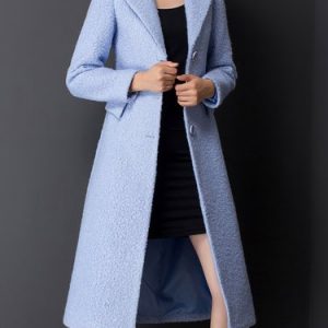 Plain Long Sleeve A-line Lapel Casual Coat