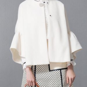 Plain Simple 3/4 Sleeve Crew Neck Ruffled Coat