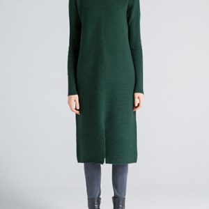 Plain Simple Long Sleeve Turtleneck Sweater Dress