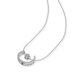 Platinum Plated Sweet Elegant Star Moon Women Pendant Necklace Accessories