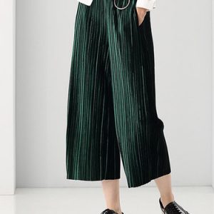 Pleated Casual Solid Wide Leg Pants