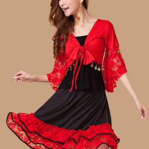 Pleated Great Silk Latin Dance Costume For Woman