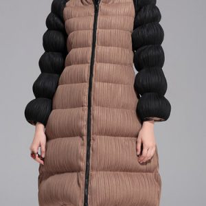 Pleated Long Sleeve Hoodie Coat