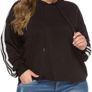 Plus Size Clothes For Women Black Cotton Blend Hoodie