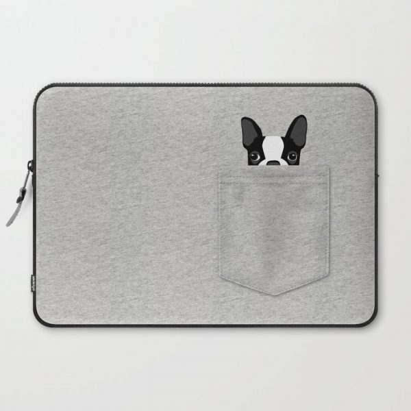 Pocket Boston Terrier - Black Computer Cover by Anne Was Here - Laptop Sleeve - 15"