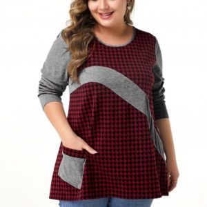 Pocket Long Sleeve Plus Size Blouse - 3X