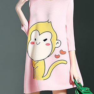 Polyester Casual Animal Print 3/4 Sleeve Mini Dress