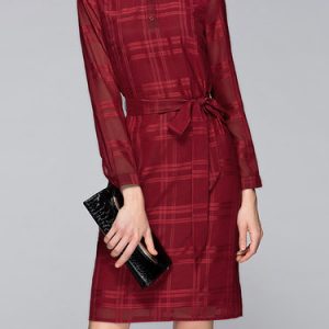 Polyester Casual Checkered/Plaid Midi Dress