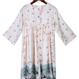 Polyester Long Sleeve Printed Cute Shirt Dress