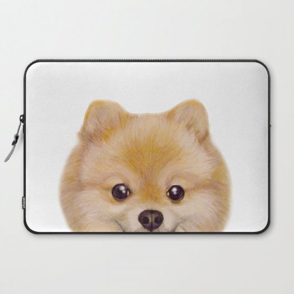 Pomeranian Dog illustration original painting print Computer Cover by MiartDesignCreation - Laptop Sleeve - 15"