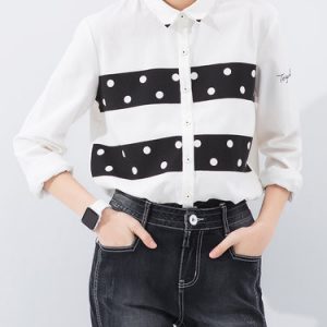 Printed Casual Polka Dots Long Sleeve Blouse