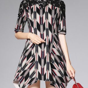 Printed Cotton A-line Half Sleeve Casual Mini Dress