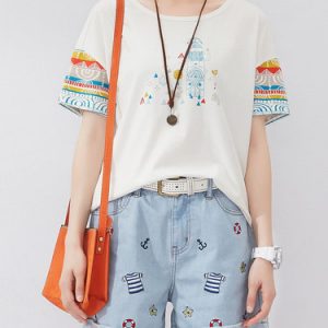 Printed Cotton Casual Short Sleeve T-Shirt