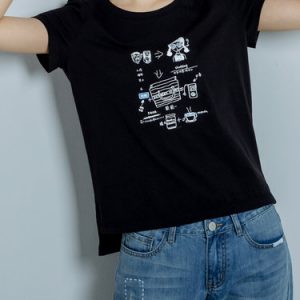 Printed Cotton Short Sleeve Casual Crew Neck T-Shirt