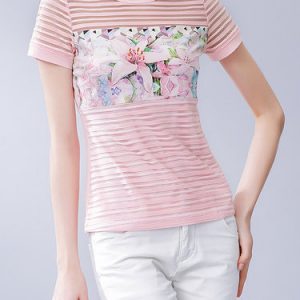 Printed H-line Casual Crew Neck Short Sleeve T-Shirt