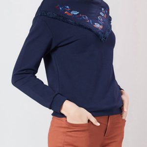 Printed Long Sleeve Casual Cotton-blend H-line Long Sleeved Top