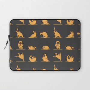 Pug Yoga // Black Computer Cover by Huebucket - Laptop Sleeve - 13"