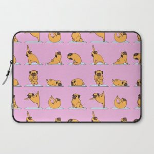 Pug Yoga // Pink Computer Cover by Huebucket - Laptop Sleeve - 15"