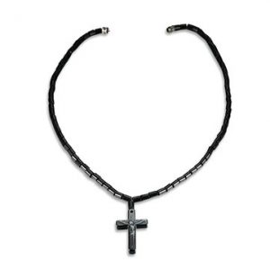 Punk Black Necklace Jesus Cross Magnet Stone Necklace