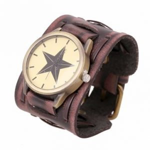 Punk Bracelet Watch Rock Star Leather Bracelet Watch for Men Gift