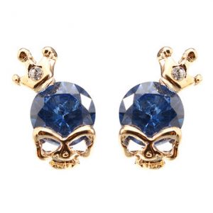 Punk Crystal Skull Crown Earrings