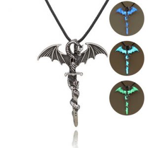 Punk Luminous Dragon Cross Necklace