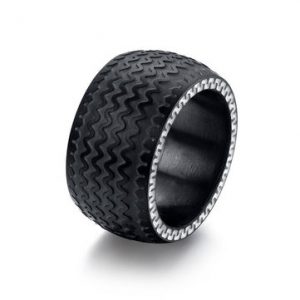 Punk Men Ring Rock Black Mortobike Tire Profile Ring