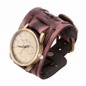 Punk Vintage Watch Retro Rock Leather Bracelet Watch for Men Gift