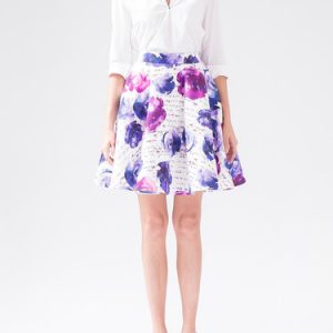 Purple Floral A-line Sweet Mini Skirt