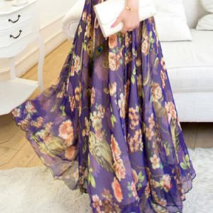 Purple Floral Beach Maxi Skirt