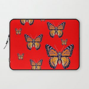 RED ART MONARCH BUTTERFLIES Computer Cover by SharlesArt - Laptop Sleeve - 13"