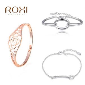 ROXI Fashion White Gold Plated Round Circle Smooth Bracelet Bangle Jewelry Accessory for Women Girl