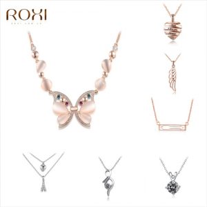 ROXI Rose Gold Plated Women Fashion Arrow Charm Pendant Necklace Girl Bride Wedding Jewelry Accessory Gift