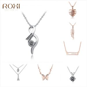 ROXI Rose Gold Plated Women Fashion Arrow Charm Pendant Necklace Girl Bride Wedding Jewelry Accessory Gift