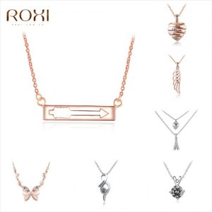 ROXI Rose Gold Plated Women Fashion Arrow Charm Pendant Necklace Girl Bride Wedding Jewelry Accessory Gift