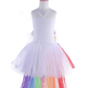 Rainbow Unicorn Dresses Baby Girls Princess Tutu Fancy Dress Asymmetrical Kids Halloween Costume