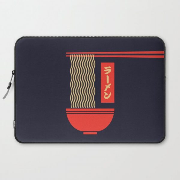 Ramen Japanese Food Noodle Bowl Chopsticks - Black Computer Cover by vectordreams - Laptop Sleeve - 15"