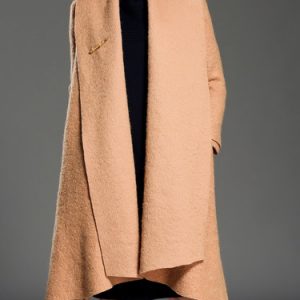 Red Asymmetric Long Sleeve Asymmetrical Wool Coat