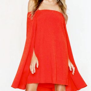 Red Asymmetric Statement Off Shoulder Mini Dress