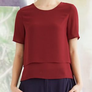 Red Casual Plain Short Sleeved Top