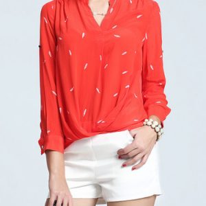 Red Casual Printed Blouse