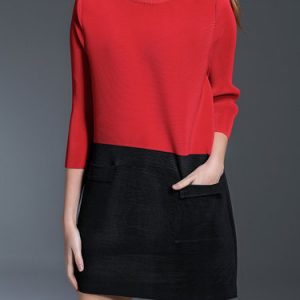 Red Casual Turtleneck Mini Dress