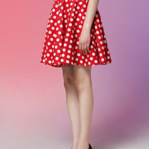 Red Cotton Vintage A-line Mini Skirt