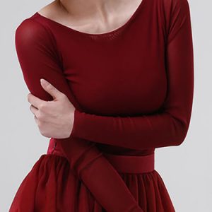 Red Crew Neck Long Sleeve Long Sleeved Top