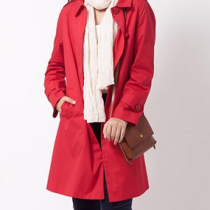 Red H-line Pockets Casual Trench Coat