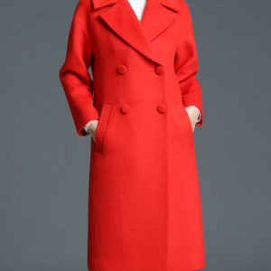 Red Pockets Casual Lapel Long Sleeve Solid Coat